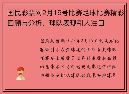 国民彩票网2月19号比赛足球比赛精彩回顾与分析，球队表现引人注目